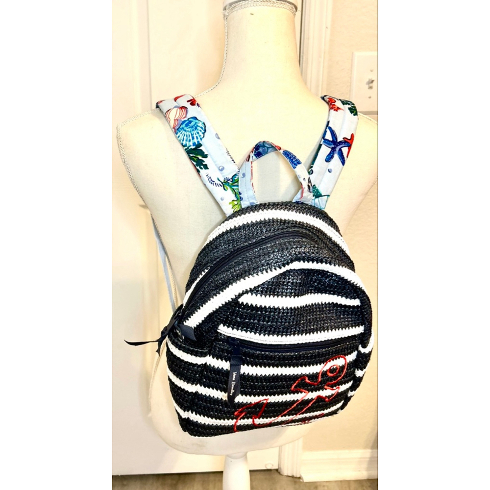 Vera Bradley Straw Mini Backpack in the Anchors Aweigh pattern - Picture 8 of 8